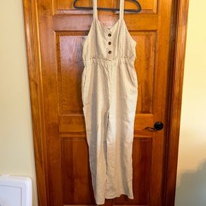 Romeo + Juliet Couture Button Front Linen Blend Jumpsuit Size Lg-NWTS